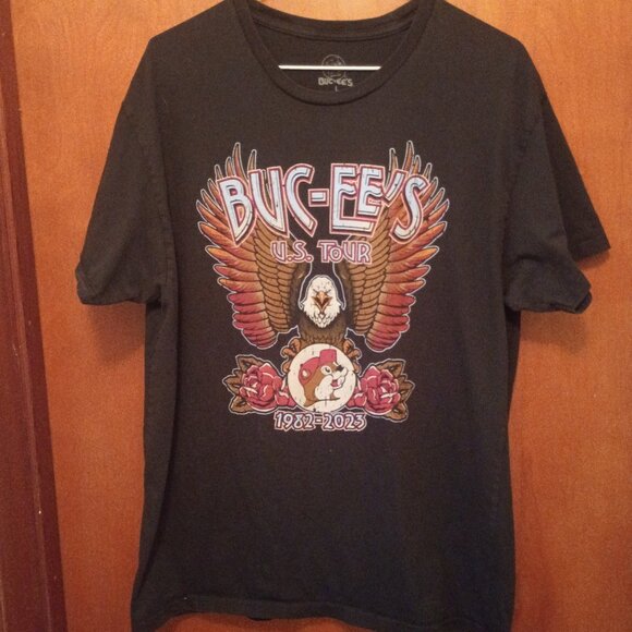 Buc-Ee's WORLD TOUR T-Shirt 1982-2023 Size LG, 100% Cotton, Black - Picture 1 of 5